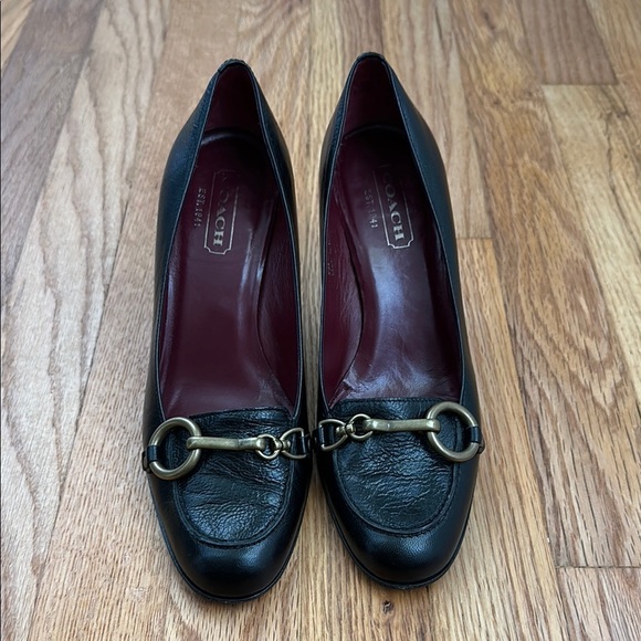 Coach Aubrey Black Leather Heels - Picture 1 of 12
